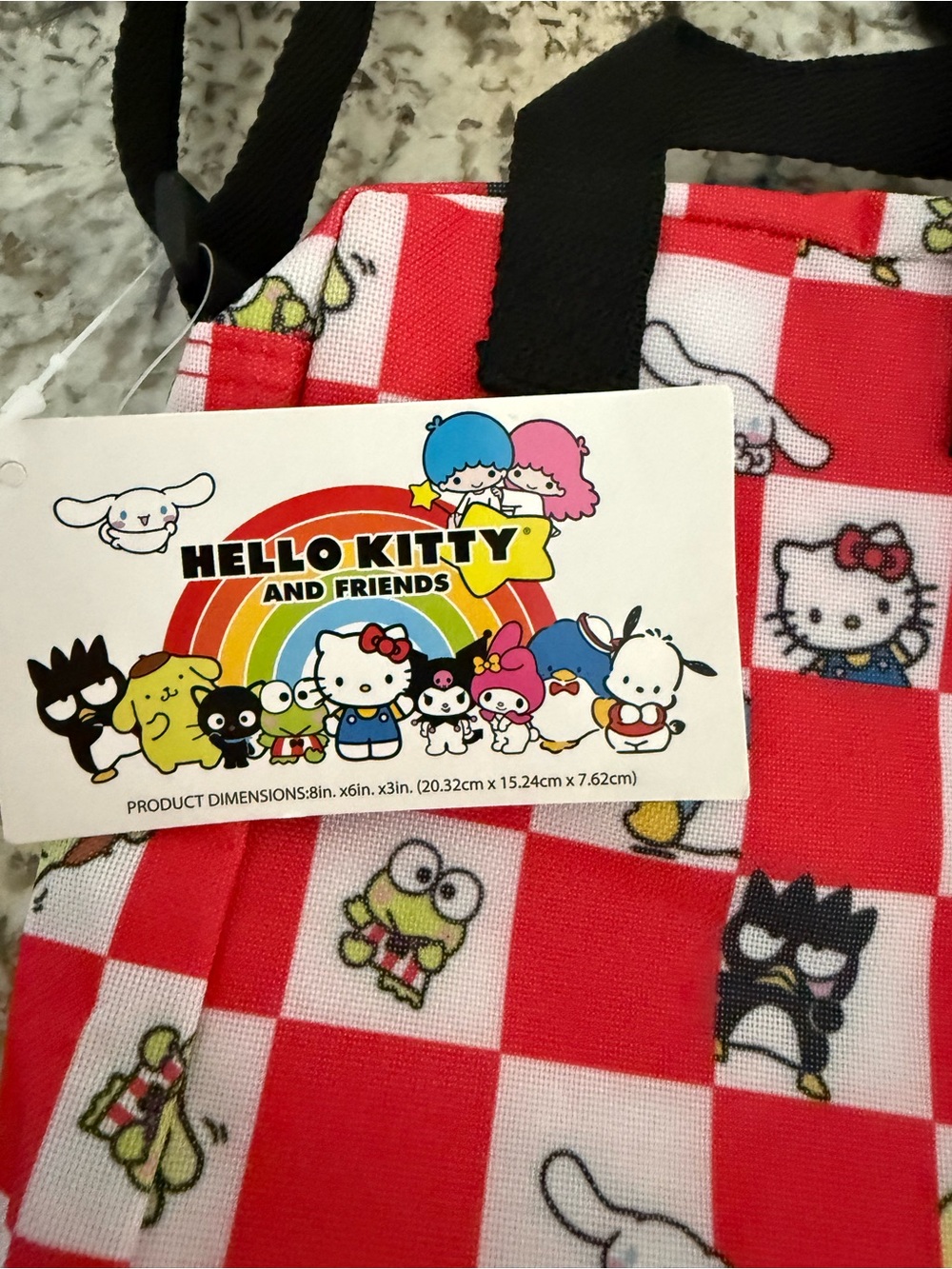 Sanrio Red & White Checkerboard bag with Hello Kitty & Friends - Picture 2 of 3